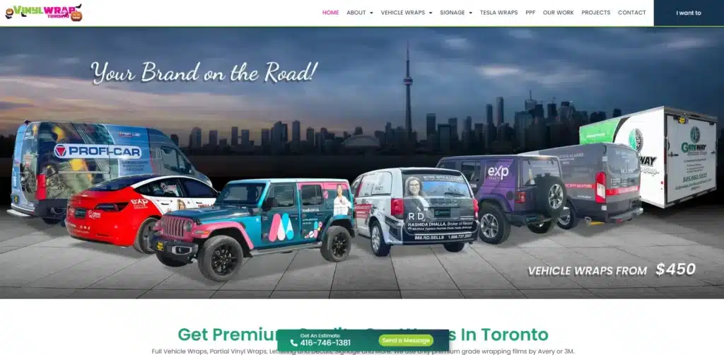 VInyl Wrap Toronto - Website Screenshot