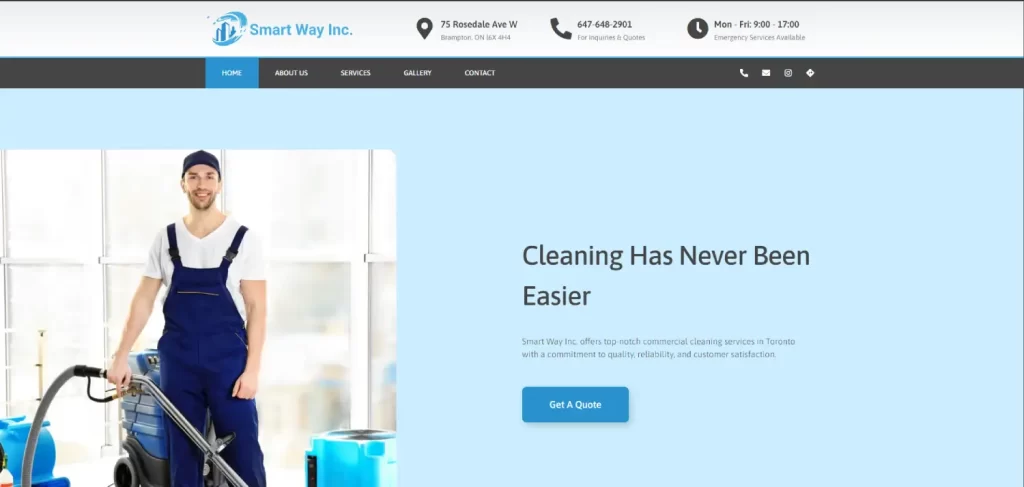 Smartway Cleaning - Website Screenshot
