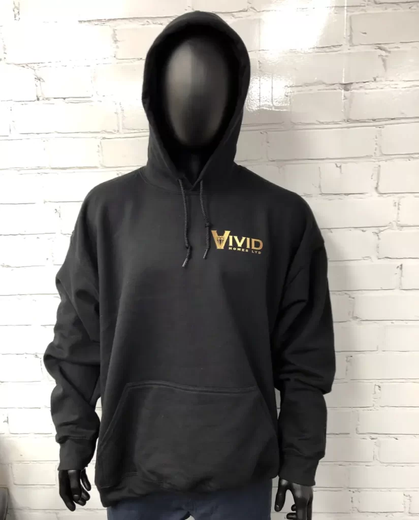 Custom Decorated Hoodies for Vivid Homes - Black - Front View