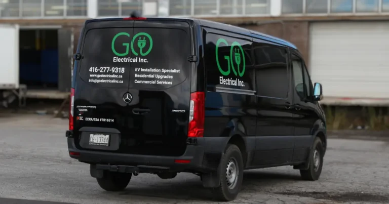 A Mercedes Sprinter 2500 showcased with Go Electrical Inc company decals