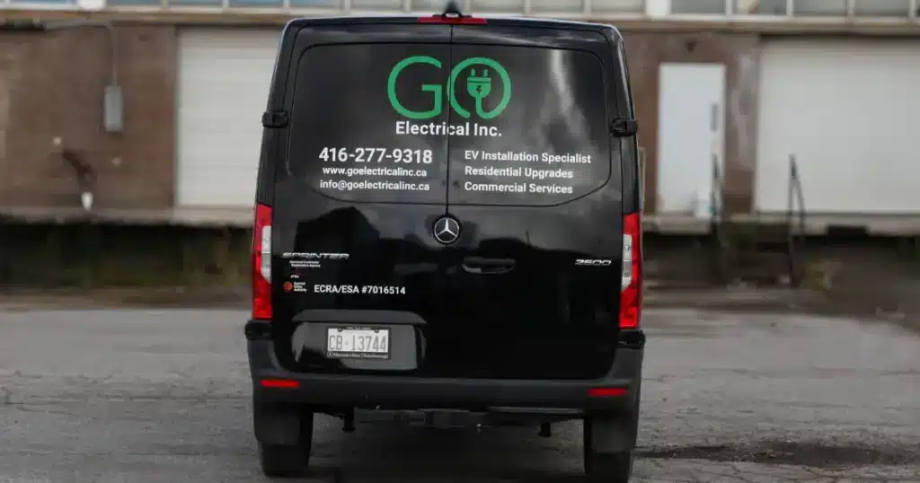 Go Electrical Inc company decals, displayed on a Mercedes Sprinter 2500