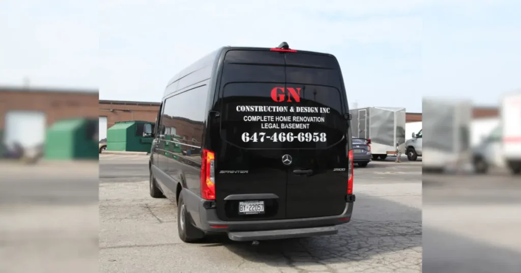 Side view of a GN Construction and Design Inc Vehicle decal