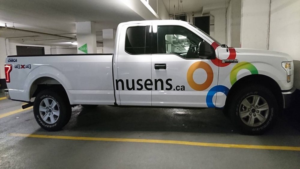 Nusens Contracting Truck Vinyl Decals and Lettering - Branding Centres in GTA